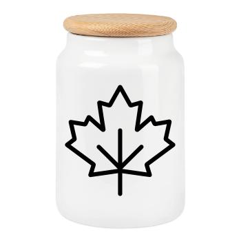 Feuille d’Érable - Boîte à biscuits avec couvercle en bois - blanc - Devant