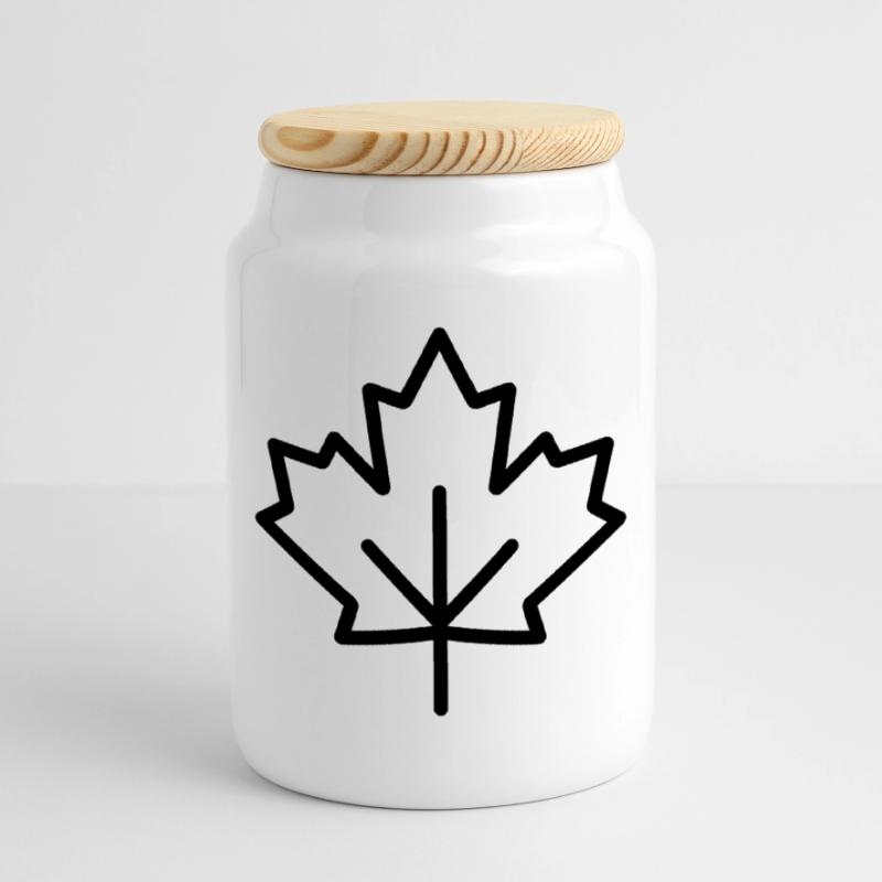 maple leaf Cookie Jar with Wooden Lid