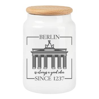 Berlin Brandenburg Gate - Federal Capital Berlin - Cookie Jar with Wooden Lid - white - Front