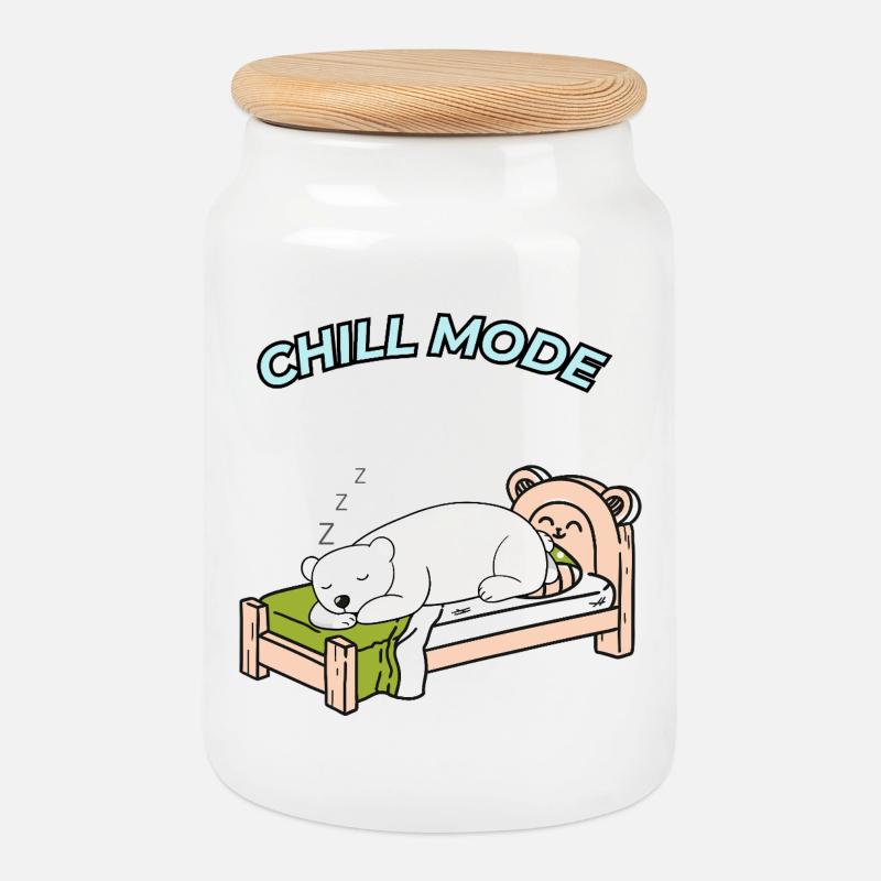 Just chill out – Sleeping Bear - Cookie Jar with Wooden Lid - white
