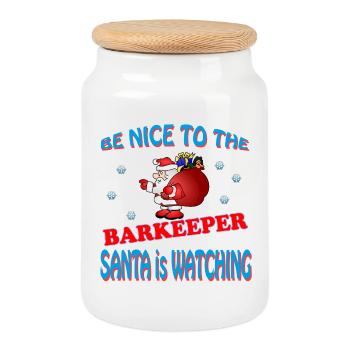 SANTA BARKEEPER - Keksdose mit Holzdeckel - Weiß - Vorne