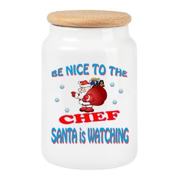 SANTA CHEF - Keksdose mit Holzdeckel - Weiß - Vorne
