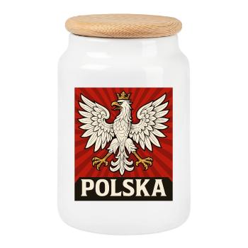 Pologne Polska aigle drapeau drapeau épique cadeau - Boîte à biscuits avec couvercle en bois - blanc - Devant