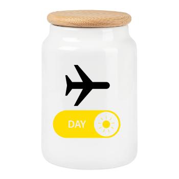 World TRAVEL - ON - Cookie Jar with Wooden Lid - white - Front