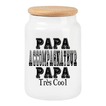 Papa Accompagnateur Papa Très Cool - Boîte à biscuits avec couvercle en bois - blanc - Devant