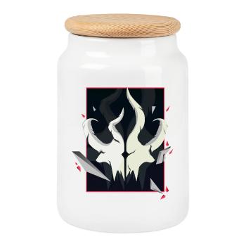 Crâne cornu – Édition Accent Rouge - Boîte à biscuits avec couvercle en bois - blanc - Devant