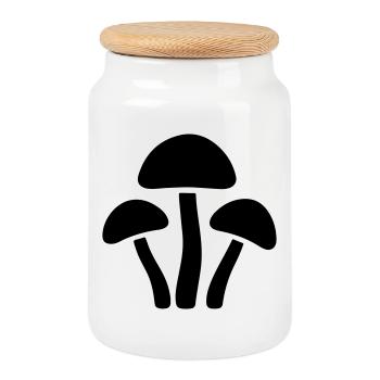 Icône Champignons - Boîte à biscuits avec couvercle en bois - blanc - Devant