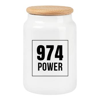 974 Power - Cookie Jar with Wooden Lid - white - Front