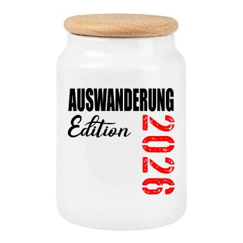 ÉMIGRATION 2026 ÉMIGRER - Boîte à biscuits avec couvercle en bois - blanc - Devant