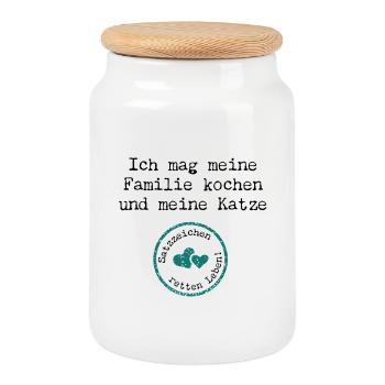 J’aime cuisiner ma famille – dicton allemand - Boîte à biscuits avec couvercle en bois - blanc - Devant