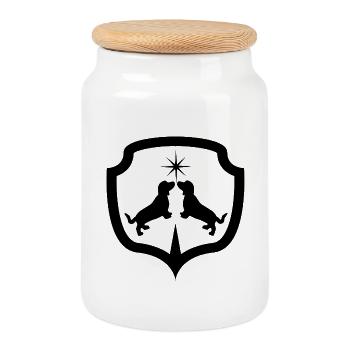 Teckel - Boîte à biscuits avec couvercle en bois - blanc - Devant