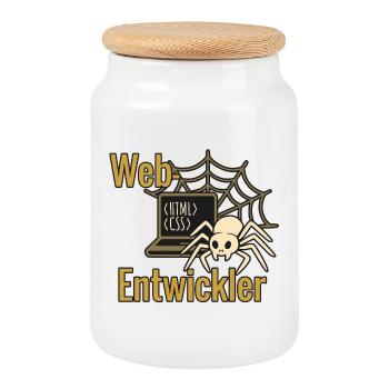 Développeur Web - Halloween 2025 - Boîte à biscuits avec couvercle en bois - blanc - Devant