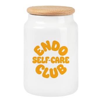 Endo Self-Care Club Endometriosis Awareness  - Cookie Jar with Wooden Lid - white - Front