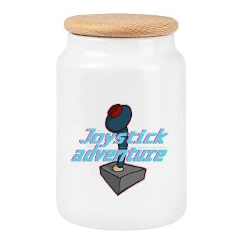 Game Adventure Neon Glitch - Cookie Jar with Wooden Lid - white - Front