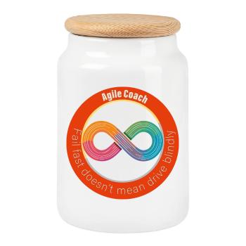Fail fast doesn't mean drive blindly! - Cookie Jar with Wooden Lid - white - Front