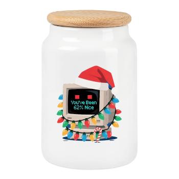 KI Weihnachtsmann Sarkastisch Tech Humor Weihnacht - Keksdose mit Holzdeckel - Weiß - Vorne