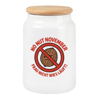 No Nut November Humor - Keksdose mit Holzdeckel - Weiß - Vorne