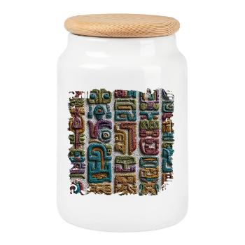 Color Magic Glyph Relief - Cookie Jar with Wooden Lid - white - Front