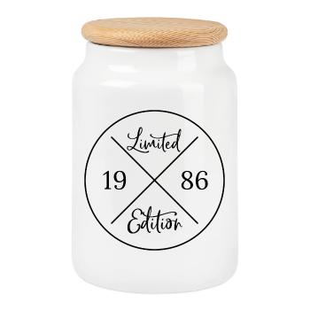 Edition limitée 1986 - Cadeau d’anniversaire 40e - Boîte à biscuits avec couvercle en bois - blanc - Devant