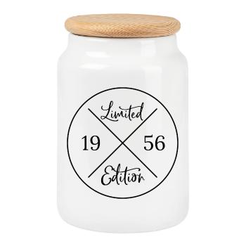 Limited edition 1956 - 70th Birthday Gift - Cookie Jar with Wooden Lid - white - Front