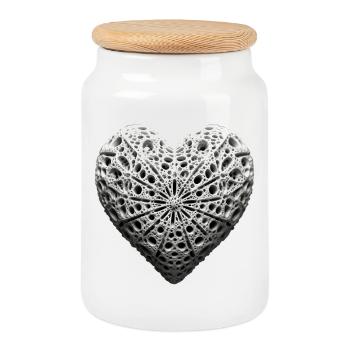 Eternal HEART - Cookie Jar with Wooden Lid - white - Front