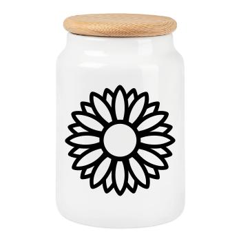 Sonnenblume - Keksdose mit Holzdeckel - Weiß - Vorne