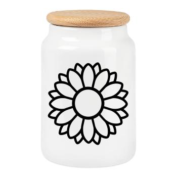 Sonnenblume - Keksdose mit Holzdeckel - Weiß - Vorne
