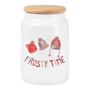 Frosty time - cozy winter vibes - Keksdose mit Holzdeckel - Weiß - Vorne