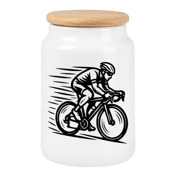 Racer - Cookie Jar with Wooden Lid - white - Front
