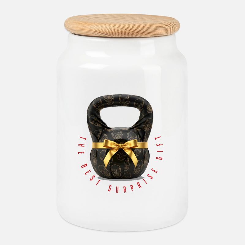 Kettlebell - das beste Überraschungsgeschenk für ihn. - Keksdose mit Holzdeckel - Weiß