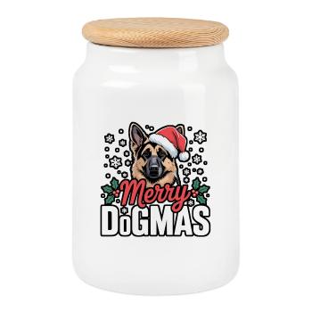 Merry Dogmas Weihnachtsdogge - Keksdose mit Holzdeckel - Weiß - Vorne