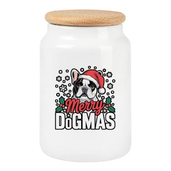 Merry Dogmas Bulldog - Keksdose mit Holzdeckel - Weiß - Vorne