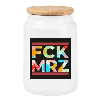 FCK MAR – Affichez vos couleurs contre la haine - Boîte à biscuits avec couvercle en bois - blanc - Devant