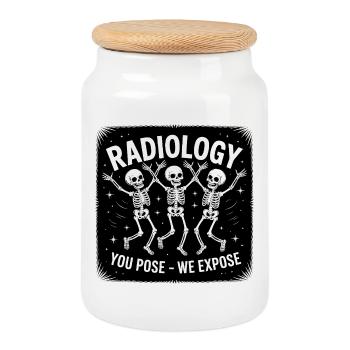 Radiologie Skelette Tanzen - Keksdose mit Holzdeckel - Weiß - Vorne