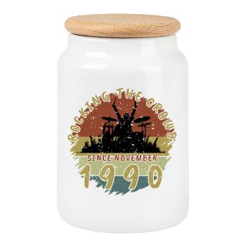 35th Birthday Rocking the crowd DRM 11/1990 - Cookie Jar with Wooden Lid - white - Front