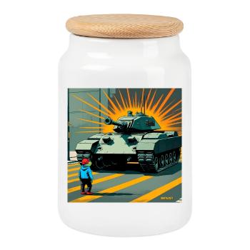 Portland Widerstandsfrosch - USA Tianmen Square T-Sh - Keksdose mit Holzdeckel - Weiß - Vorne