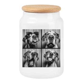 Lustig Deutsche Dogge Great Dane Fotobox - Keksdose mit Holzdeckel - Weiß - Vorne