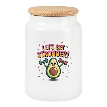 Avocado beim training  - Keksdose mit Holzdeckel - Weiß - Vorne