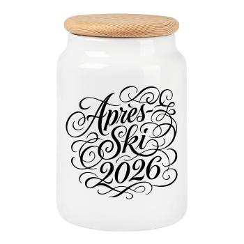 Après-ski 2026 - Boîte à biscuits avec couvercle en bois - blanc - Devant