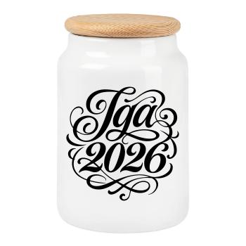 Jga 2026 Enterrement de vie de garçon - Boîte à biscuits avec couvercle en bois - blanc - Devant