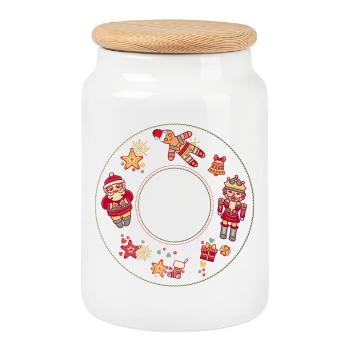Noël Casse-Noisette - Boîte à biscuits avec couvercle en bois - blanc - Devant