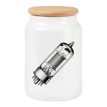 Tube EL34 - Cookie Jar with Wooden Lid - white - Front