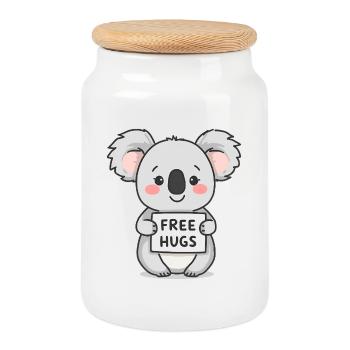 Câlins gratuits mignons Koala - Boîte à biscuits avec couvercle en bois - blanc - Devant