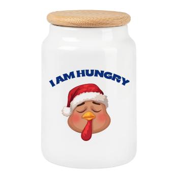 Hungrige Türkei Weihnachten Karikatur - Keksdose mit Holzdeckel - Weiß - Vorne