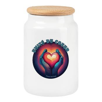 Unity of the Heart and Serenity - Cookie Jar with Wooden Lid - white - Front