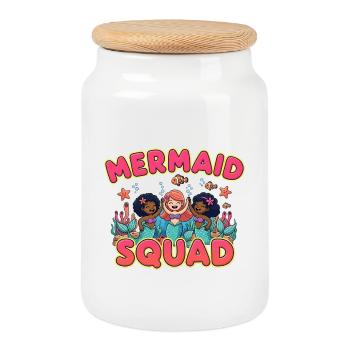 Mermaid Squad Meerjungfrau Ozean Geschenk - Keksdose mit Holzdeckel - Weiß - Vorne