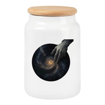 Cosmic DJ – The Sound of the Universe - Cookie Jar with Wooden Lid - white - Front