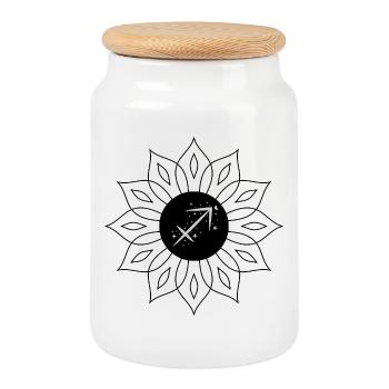 Sagittaire Constellation Flèche Étoiles - Boîte à biscuits avec couvercle en bois - blanc - Devant