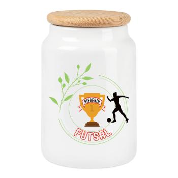Vainqueur du tournoi de futsal Championship - Boîte à biscuits avec couvercle en bois - blanc - Devant