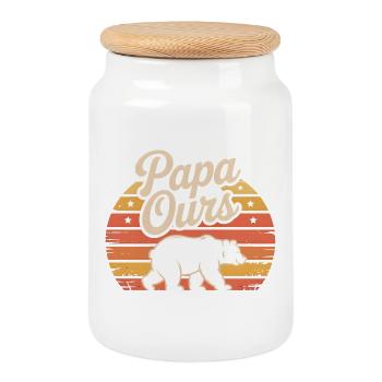 Papa Ours Retro Soleil - Keksdose mit Holzdeckel - Weiß - Vorne